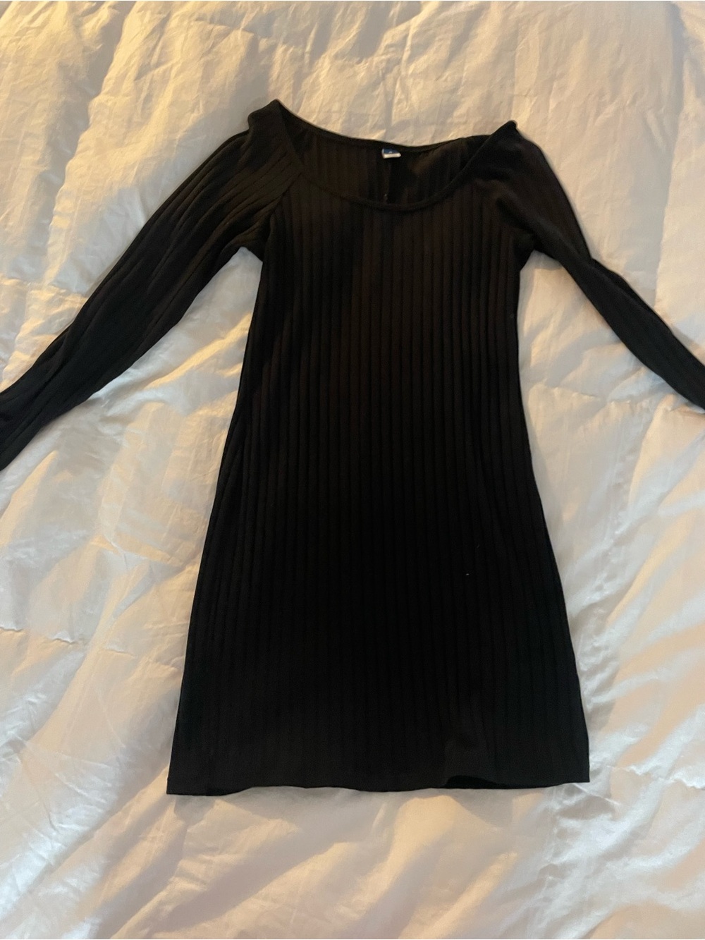 Old Navy Black Ribbed Long Sleeve Dress